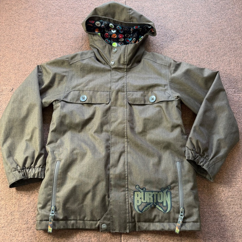 Burton Dryride Access Snowboard Jacket Brown Hooded Insulated Kids Large 10/12